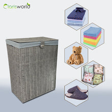 Load image into Gallery viewer, Clarisworld Resin Laundry Clothes Basket with Lid, Lock and Removable Lining, Storage Hamper Basket W45 x D32 x H59 cm