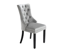 Load image into Gallery viewer, Ashford Dining Chair in Light Grey Velvet with Square Knocker And Black Legs