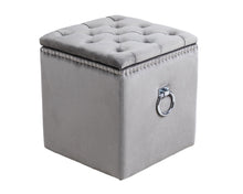 Load image into Gallery viewer, Lucca Square Ottoman in Grey Velvet