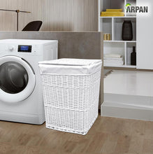 Load image into Gallery viewer, White Wicker Laundry Basket Large
