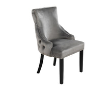 Load image into Gallery viewer, Elizabeth Dining Chair in Grey Velvet with Black Legs