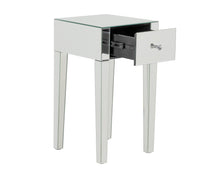 Load image into Gallery viewer, Monroe Silver Mirrored Console Table Set with 2 x 1 Drawer Bedside Tables and Stool