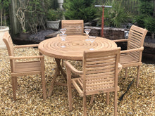 Load image into Gallery viewer, Teak Garden Furniture Folding Table With 4 Stacking chairs
