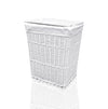 Arpan Medium White White Wicker Washing Cloth Basket With White Lining