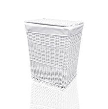Load image into Gallery viewer, Arpan Medium White White Wicker Washing Cloth Basket With White Lining