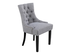 Load image into Gallery viewer, Verona Dining Chair in Grey Linen with Chrome Knocker and Black Legs