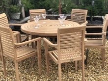 Load image into Gallery viewer, Teak Garden Furniture Folding Table With 6 Stacking chairs