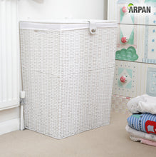 Load image into Gallery viewer, Arpan Medium Resin Laundry Clothes Basket with Lid and Lining Storage Basket with Removable Lining
