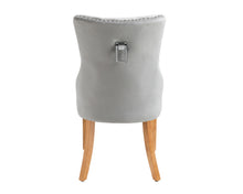 Load image into Gallery viewer, Ashford Dining Chair in Light Grey Velvet with Square Knocker And Oak Legs
