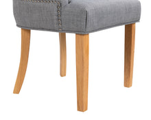 Load image into Gallery viewer, Pair of Verona Dining Chair in Grey Linen with Chrome Knocker and Oak Legs