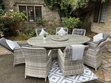 Load image into Gallery viewer, RATTAN GARDEN FURNITURE DINING TABLE OVAL WITH RECLINE CHAIRS
