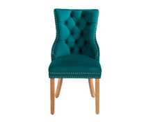 Load image into Gallery viewer, Ashford Dining Chair in Teal Velvet with Square Knocker And Oak Legs