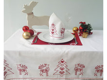 Load image into Gallery viewer, Embroidered Reindeer Christmas Tablecloth