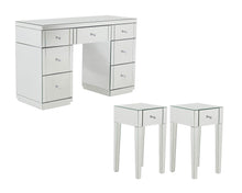 Load image into Gallery viewer, Monroe Silver Mirrored Dressing Table Set with 2 x 1 Drawer Bedside Tables