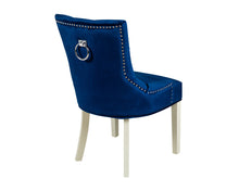 Load image into Gallery viewer, Verona Dining Chair in Royal Blue Velvet with Chrome Knocker and Grey Legs
