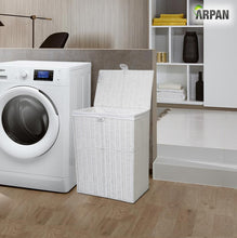 Load image into Gallery viewer, Arpan Resin Large Laundry Clothes Basket with Lid, Lock and Lining Storage Basket with Removable Lining 85 liters - White