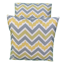 Load image into Gallery viewer, 2 x Yellow Grey White Cushion Covers Short Plush 45 x 45 cm Square Premium Soft Furnishing, Sofas, Beds, Indoor, Outdoor