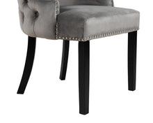 Load image into Gallery viewer, Elizabeth Dining Chair in Grey Velvet with Black Legs