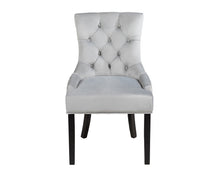 Load image into Gallery viewer, Verona Dining Chair in Light Grey Velvet with Chrome Knocker and Black Legs