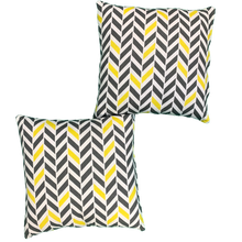 Load image into Gallery viewer, 2 x Yellow & Grey Linen Cushion Covers (43626) Linen 45 x 45 cm Square Premium Soft Furnishing, Sofas, Beds, Indoor, Outdoor