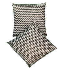 Load image into Gallery viewer, 2 x Black & White Style 47609 - 45 x 45 cm Square Cushion Covers Pillowcase for Sofas, Beds, Garden Furniture Invisible Zip (18' x 18' inch.)
