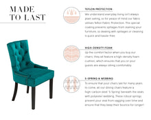 Load image into Gallery viewer, Verona Dining Chair in Teal Velvet with Chrome Knocker and Black Legs