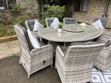 Load image into Gallery viewer, RATTAN GARDEN FURNITURE DINING TABLE OVAL WITH RECLINE CHAIRS