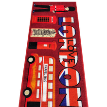 Load image into Gallery viewer, Love London Theme Red Kitchen Runners Polyester Area Rug Anti-Slip with latex backing