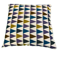 Load image into Gallery viewer, 2 x Multicoloured Triangle Print Cushion Covers (43608) Linen 45 x 45 cm Square Premium Soft Furnishing, Sofas, Beds, Indoor, Outdoor
