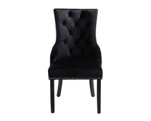 Load image into Gallery viewer, Sandhurst High Back Dining Chair in Black Velvet with Chrome Lion Head Knocker And Black Legs