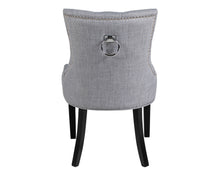 Load image into Gallery viewer, Verona Dining Chair in Grey Linen with Chrome Knocker and Black Legs