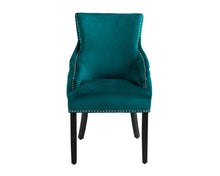 Load image into Gallery viewer, Elizabeth Dining Chair in Teal Velvet with Round Knocker and Black Legs
