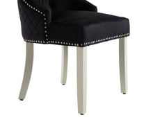 Load image into Gallery viewer, Sandhurst High Back Dining Chair Seat/Back with Chrome Lion Head Knocker in Black Velvet And Grey Legs
