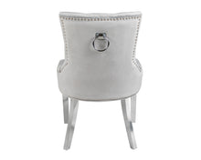 Load image into Gallery viewer, Verona Dining Chair in Light Grey Velvet with Chrome Knocker and Chrome Legs