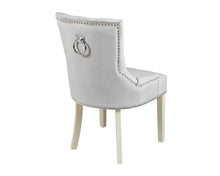 Load image into Gallery viewer, Verona Dining Chair in Light Grey Velvet with Chrome Knocker and Grey Legs