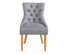 Load image into Gallery viewer, Verona Dining Chair in Grey Linen with Chrome Knocker and Oak Legs
