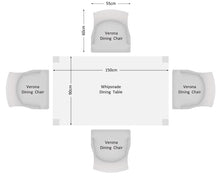 Load image into Gallery viewer, Rectangular Oak Dining Table and 4 Grey Velvet Verona Dining Chairs with Chrome Knocker and Black Legs