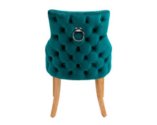 Load image into Gallery viewer, Elizabeth Dining Chair in Teal Velvet with Round Knocker and Oak Legs