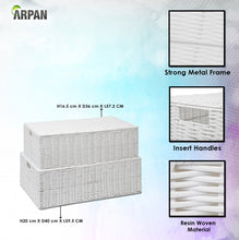 Load image into Gallery viewer, ARPAN Resin Woven Under Bed Storage Box, Chest Shelf Toy Clothes Basket With Lid - White