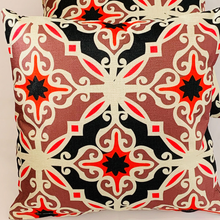 Load image into Gallery viewer, 2 x Red & Brown tone Cushion Covers (63005) Linen 45 x 45 cm Square Premium Soft Furnishing, Sofas, Beds, Indoor, Outdoor