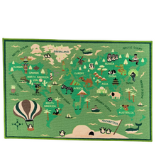 Load image into Gallery viewer, Non Slip Polyester Area Rug World map Animals Playmat for Living Room Hallway Children Kids Carpets