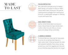 Load image into Gallery viewer, Verona Dining Chair in Teal Velvet with Chrome Knocker and Oak Legs