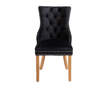 Load image into Gallery viewer, Ashford Dining Chair in Black Velvet with Square Knocker And Oak Legs