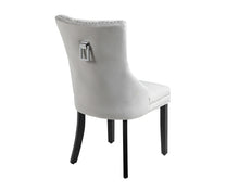Load image into Gallery viewer, Ashford Dining Chair in Light Grey Velvet with Square Knocker And Black Legs