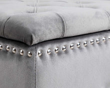 Load image into Gallery viewer, Lucca Square Ottoman in Grey Velvet