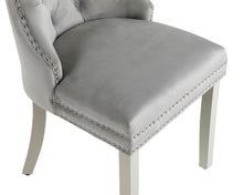Load image into Gallery viewer, Ashford Dining Chair in Light Grey Velvet with Square Knocker And Grey Legs