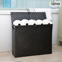 Load image into Gallery viewer, Toilet Roll Holder Free Standing Bathroom Multipurpose Storage Unit Polypropylene Woven on Metal Frame, Ideal Addition to Bathroom or Toilets by Arpan