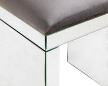 Load image into Gallery viewer, Monroe Silver Mirrored Stool with Grey Velvet Seat