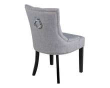 Load image into Gallery viewer, Verona Dining Chair in Grey Linen with Chrome Knocker and Black Legs