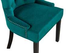 Load image into Gallery viewer, Verona Dining Chair in Teal Velvet with Chrome Knocker and Black Legs